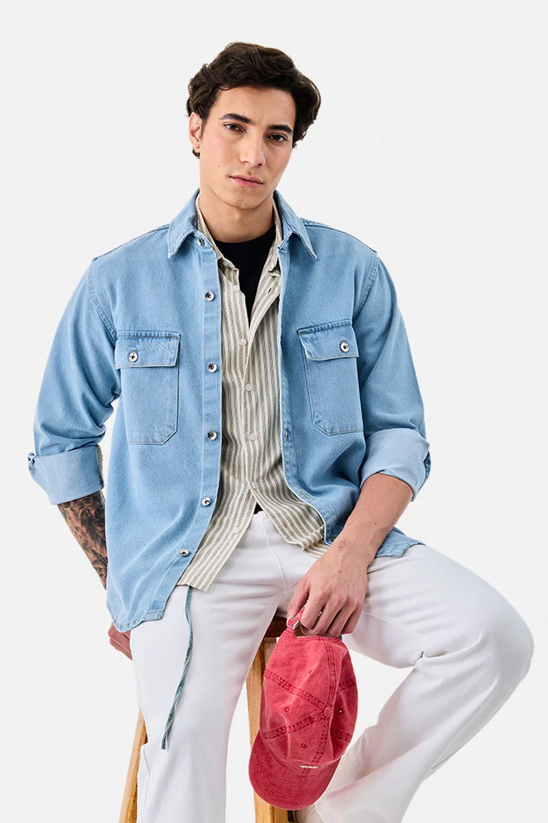 سنيتش 100% Cotton Relaxed Fit Overshirt